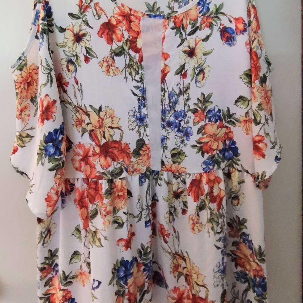 Blouse, XL, White floral
